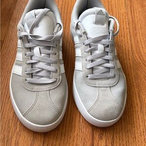 Adidas Gray Suede Casual Sneakers with White Stripes